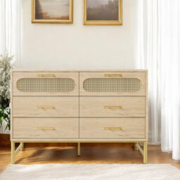 Apogee Black Sideboard With Chest Of Drawers And Storage Space, Golden Handles