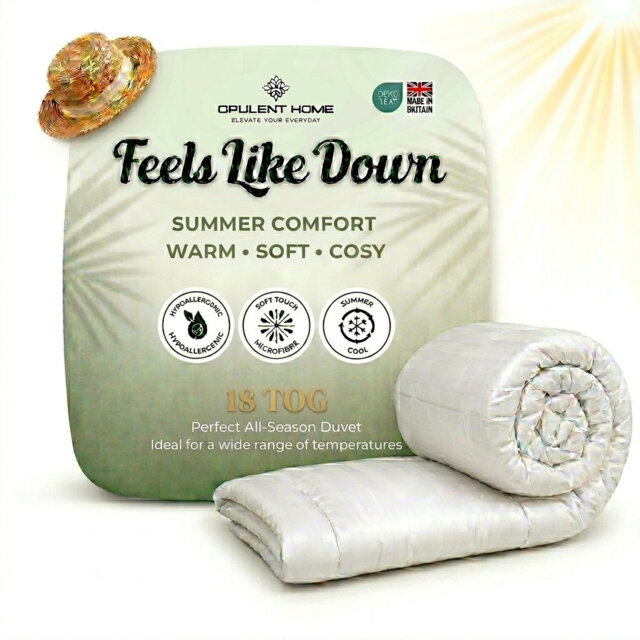 Opulent Home Premium Anti-Allergy Duvet Quilt 18 TOG - Lightweight Stripe Winter Warm Comforter - Single /Double/King/Super King