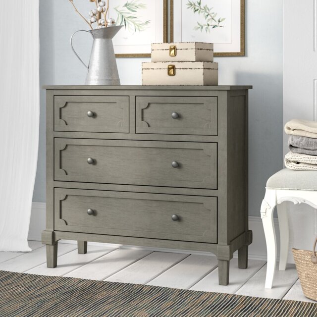 "Jace 4 Drawer 80"" W Solid Wood Chest Of Drawers"