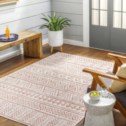 Murray Round Indoor & Outdoor Boho Coral Pink Rug
