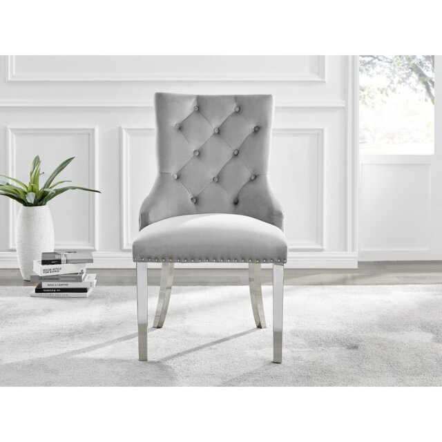 Eubanks Velvet Knockerback Dining Chairs with Metal Rivets and Chrome Legs