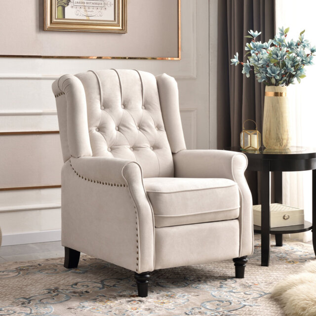 76cm Wide Modern Push Back Recliner with Tufted Back and Rivets