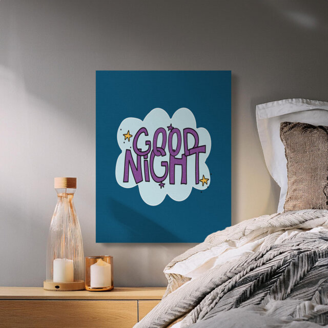 Good Night Canvas Wall Art, Kids Room Decor, Nursery Art Print, Gallery Wrapped Canvas, Ready to Hang, Archival Inks, Statement Piece