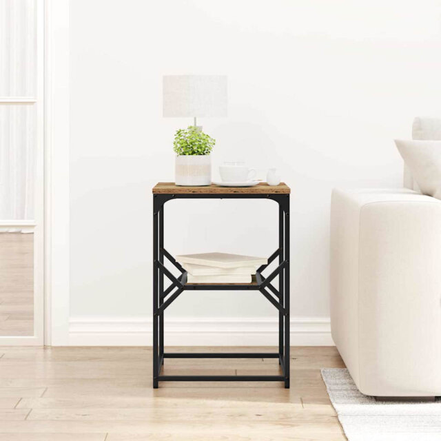 Side Table Old Wood 41 X 40 X 60 Cm Engineered Wood And Steel