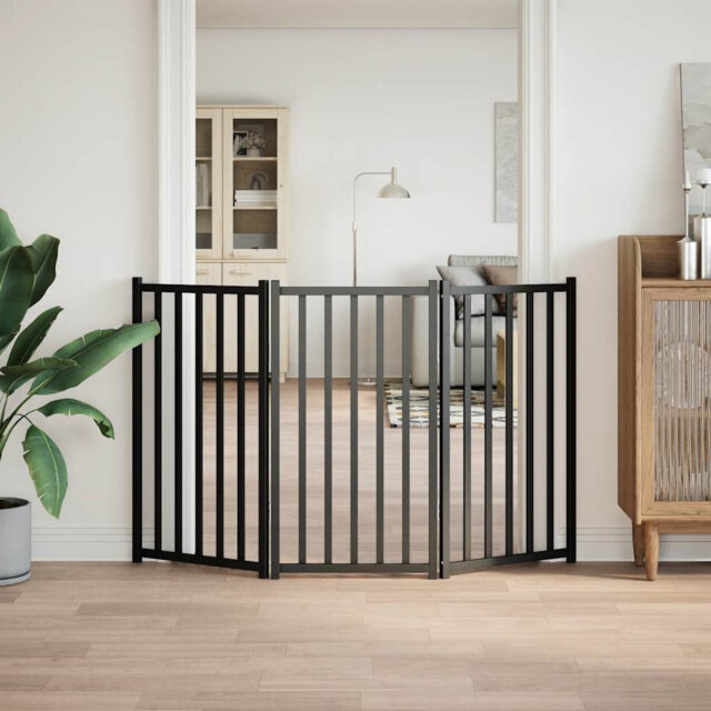 Archie & Oscar Dog Gate Foldable 3 Panels Black 150 Cm Solid Wood Fir
