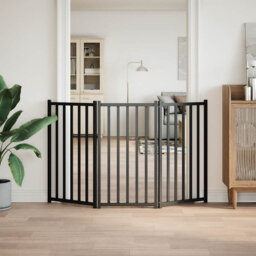 Archie & Oscar Dog Gate Foldable 3 Panels Black 150 Cm Solid Wood Fir