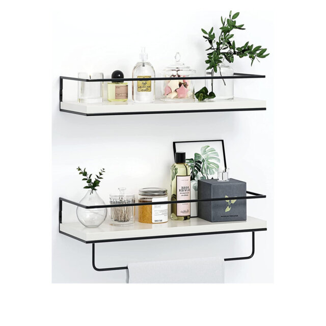 White Floating Shelves Wall Mounted Set Of 2 With 18Kg Weight Capacity, Hanging Wall Shelves