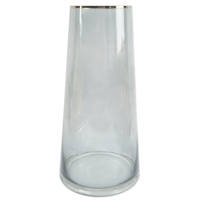 Glass Vase Gold Rim Smoke Grey Glass Vase 28cm Fairmont Park