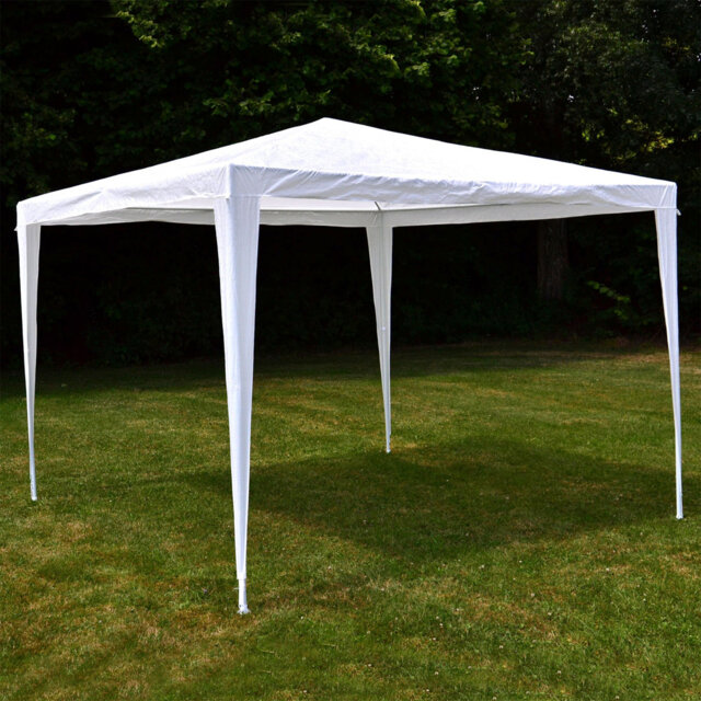 3m x 3m garden gazebo, waterproof, includes pegs, guy ropes, corner connectors, material: PE tarpaulin 110g/MÂ², lacquered metal rods, plug-in system,