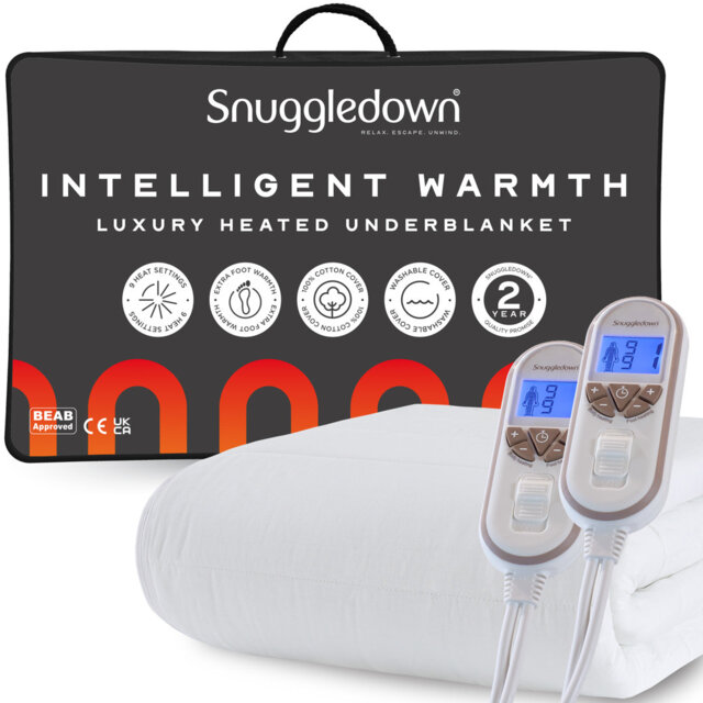 Snuggledown Intelligent Warmth Heated Blanket Topper, 9 Heat Settings Under Blanket