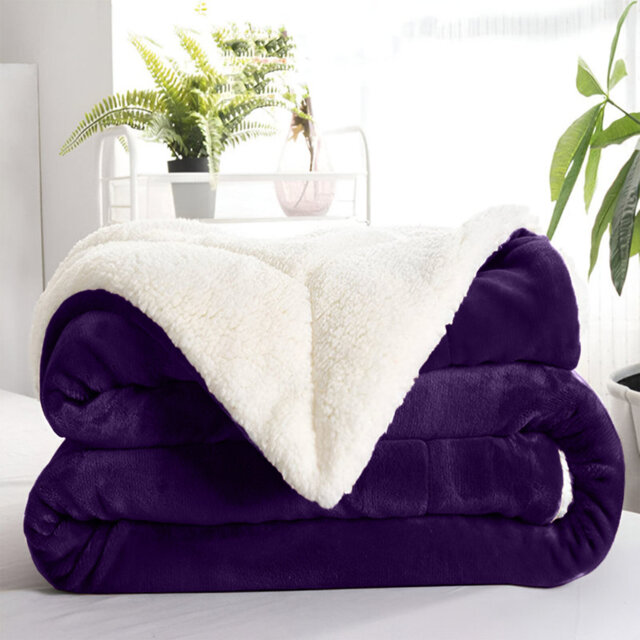 Kaylie Soft Sherpa Fleece Fur Thick Dual Sided Reversible Blanket Throw