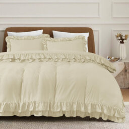DUVET FRILL Microfiber Solid Colour Duvet Cover with Pillowcases Included