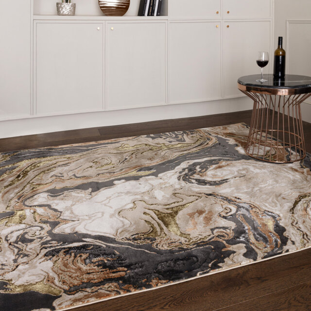Aurora AU08 Marble Metallic Gold Area Rug