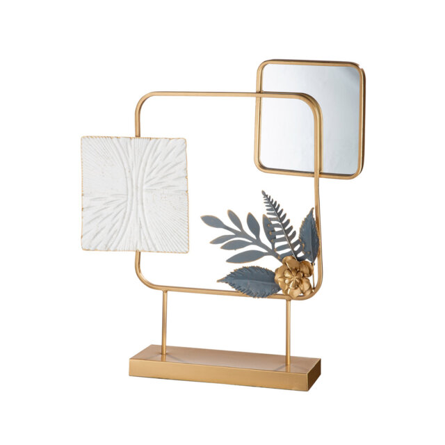 Mingo Metal Framed Freestanding Accent Mirror in Gold