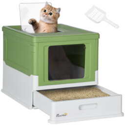 Hooded , Portable 47.5*35.5*36.7 cm Polypropylene 1 Piece Hooded Cat Litter Box Green Odour-Control Design