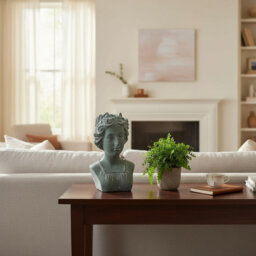 Stone Effect Woman Head Statue - Hand-Finished Resin Bust Sculpture for Indoor & Outdoor Home and Garden Décor
