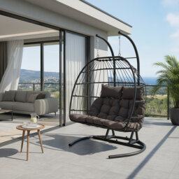 2-Seater Swing Hanging Egg Chair with Metal Stand