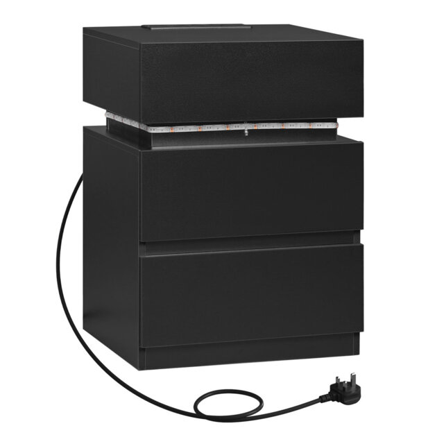Bedside Table, Nightstand With Charging Station, Led Night Table, With 2 Sockets, 1 Usb Port And 1 Type-C Port, 2 Drawers, White