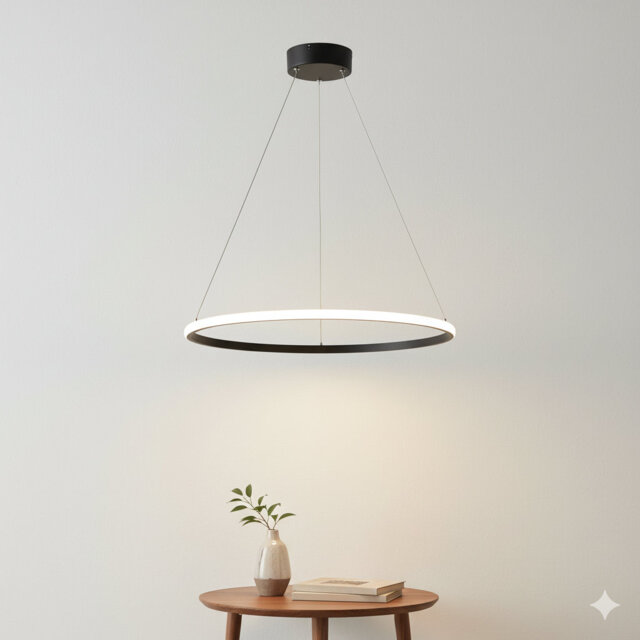 Afaan 1 - Modern LED Single Ring Pendant Chandelier â Adjustable Aluminum Hola Ceiling Light