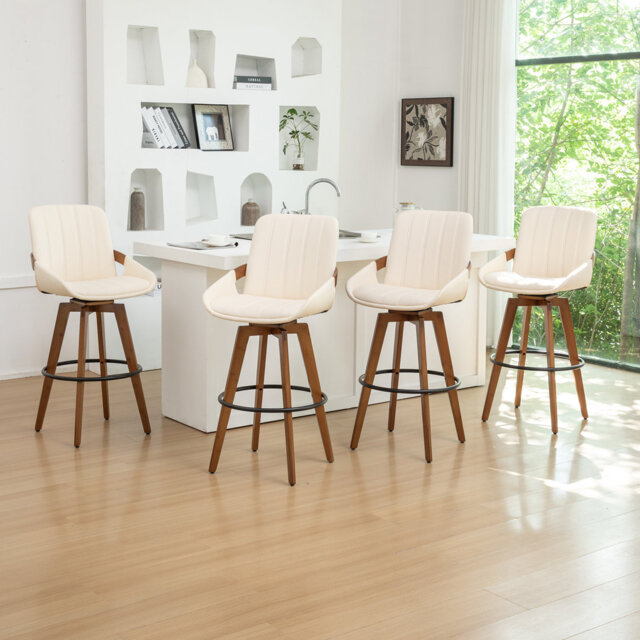 Modern Leather Upholstered Swivel Counter & Bar Stools