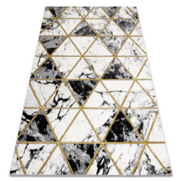Exclusive glamor rug, Stivoll, marble, triangles black / gold