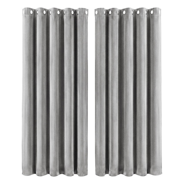 Thick Thermal Blackout Curtains Velvet 66x72 Inch Eyelet Ring Top Grey