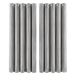 Thick Thermal Blackout Curtains Velvet 66x72 Inch Eyelet Ring Top Grey