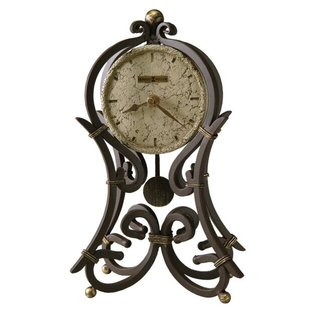 Vercelli Traditional Analog Metal Quartz Tabletop Clock in Aged Iron