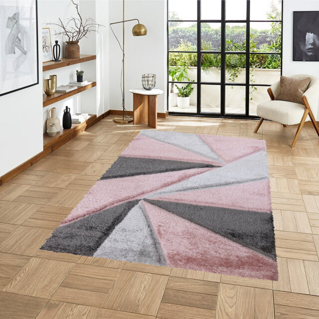 Todi Rug Carpet Runner Mat Geometric Machine Tufted Shag Indoor / Outdoor Area Rug