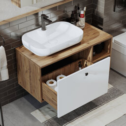 Rosaliyah Bathroom Vanity Unit with Ceramic Washbasin 95cm