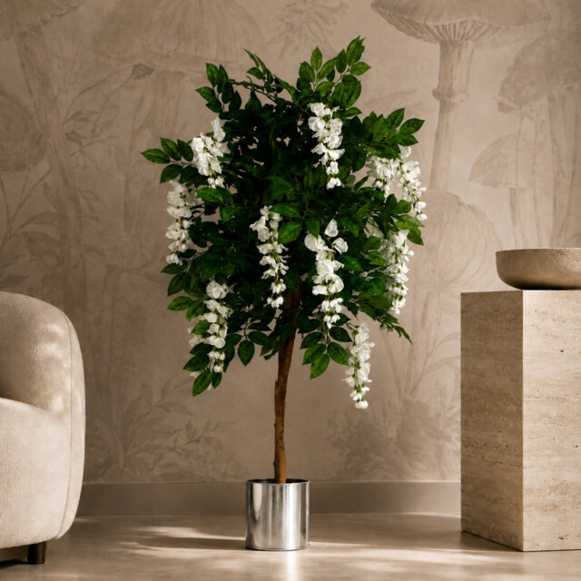 130cm Faux Wisteria Tree in Metal Pot