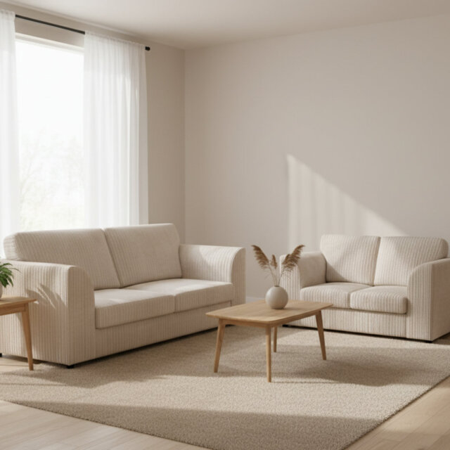 Jambo Cord 3 and 2 Seater High Back Cushion Sofa Set