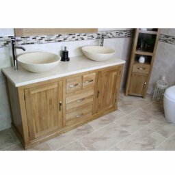 Dejong Solid Oak 1430mm Free-Standing Vanity Unit