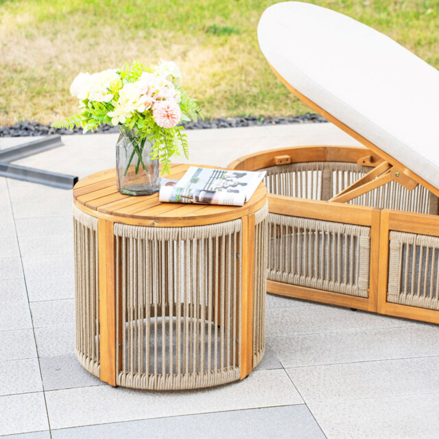 MIMO Outdoor Round Solid Wood Side Table