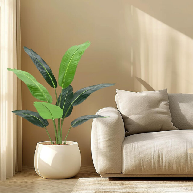 5ft Artificial Plants Indoor - Premium Simulated Silk Fabric, No Maintenance Required, Adjustable Branches, Realistic Look, Easy to Assemble - Ideal D