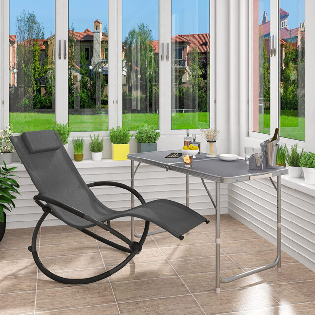 Matamoras Rectangular Metal Outdoor Camping Table - 120 cm W 60 cm D