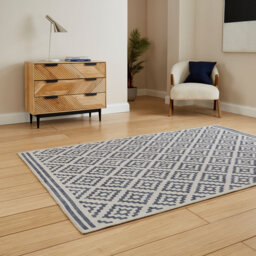 Zaid Machine Woven Blue Area Rug