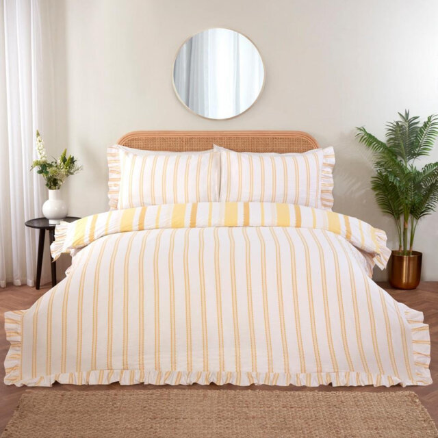 Cotton Blend Striped Duvet Cover Set