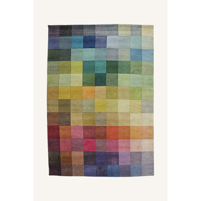 Kusai Hand Knotted Wool Yellow/Blue/Pink Rug