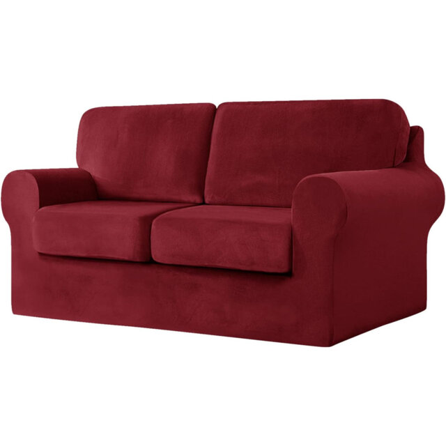 Sofa Cover With Separate Seat Cushions And Backrests Stretch Velvet Sofa Slipcover Couch Covers Furniture Protector Split Combined (Large 2 Seat Set 5