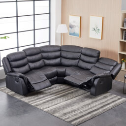 Lotus 6 Seater Faux Leather Reclining Corner Sofa