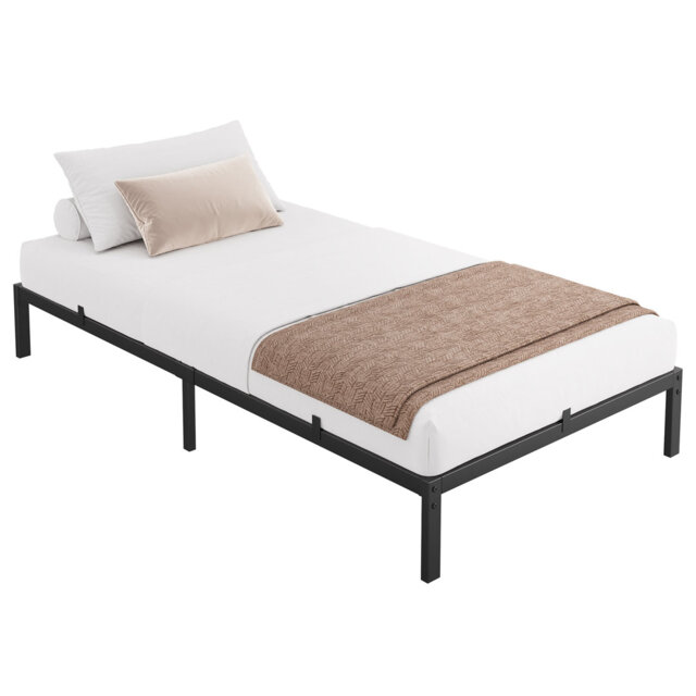 35.6 cm Full Metal Bed Frame - Heavy Duty Platform Bed with Metal Slat Support, Noise-Free, Easy Assembly