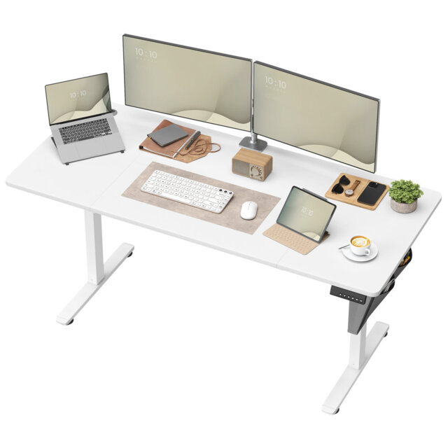 Ashala Adjustable Metal Base Standing Desk with Power Outlet