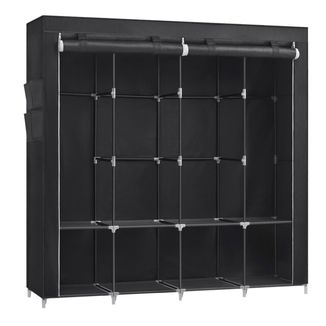 Clothes Wardrobe, Portable Closet, Garment Organiser Rack With 4 Hanging Rails, Shelves, 4 Side Pockets, 170 X 45 X 167 Cm, Large Capacity For Bedroom