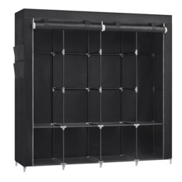Clothes Wardrobe, Portable Closet, Garment Organiser Rack With 4 Hanging Rails, Shelves, 4 Side Pockets, 170 X 45 X 167 Cm, Large Capacity For Bedroom