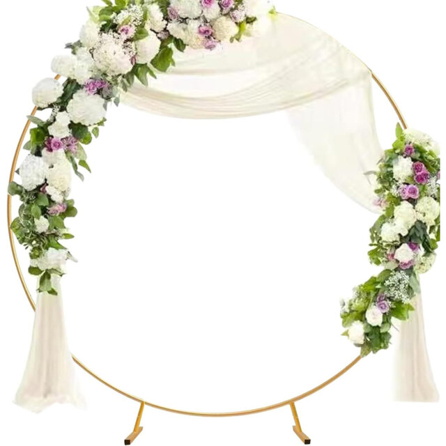 Round Balloon Arch Kit, 6.8ft (2.1m) Large Size Metal Golden Circle Balloon Arch Upgrade Round Backdrop Stand for Baby Shower Wedding Birthday Party P