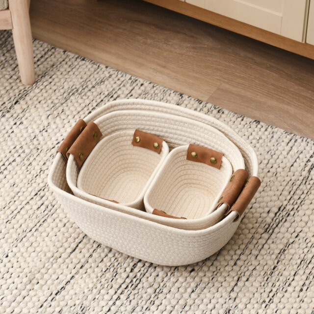Lark Manor Fabric, Leather / Faux Leather Decorative Basket
