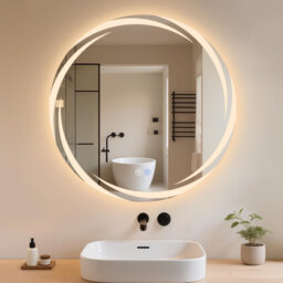 Wall mirror bathroom mirror round LED with lighting touch dimmable