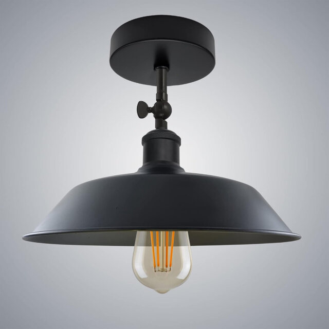 Modern Black Flush Mount Ceiling Lighting LED Lights, Semi Flush Light Fitting Pendant Light Lamp Chandelier Metal Light Shade for Hall, Living Room,