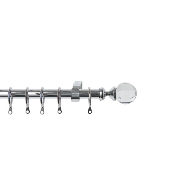 Achsah Chrome Adjustable 317.5cm to 546.1cm 4.83cm Single Curtain Pole